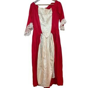 Handmade Renaissance Faire Medieval Cosplay Costume Lace Jacquard Red Dress